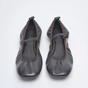 Lemaire Square Flat Ballerina – Dark Chocolate | EU 37 / US 6
